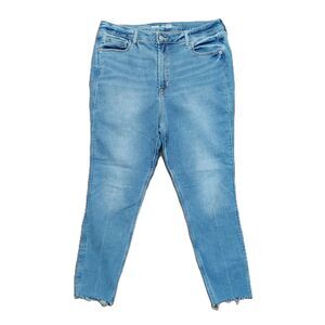 OLD NAVY Rockstar Crop High Rise Sz 16 Women's Raw Hem Skinny Stretch Jeans